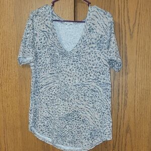 Z Supply Gray Animal Print Short Sleeve Top